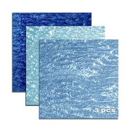 TOEPODO Pearlescent Ripple Cast Acrylic Sheets 1/8 Thick for Laser Cutting Plexiglass Sheets for Art Design Crafting DIY Home Decore Festival Ornaments (3, Blue Sets, 12x12 Inch)