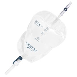Ugo Leg Bags (x10) – Urine Drainage Bags/Catheter Leg Bags, T Tap or Lever Tap with Soft Fabric Backing and a Natural Leg-Shape Design (Pack of 10) (Ugo 5C - 350ml, Direct Inlet, Lever Tap)