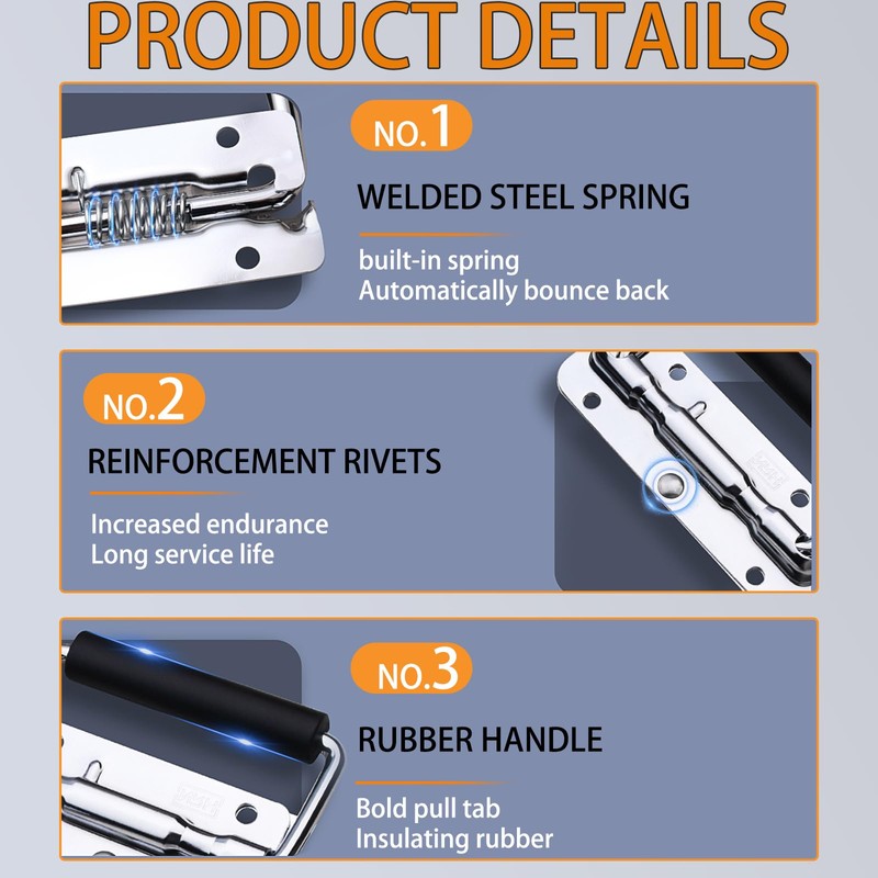 Brateuanoii Pack of 4 Stainless Steel Handle Carry Handle, Folding