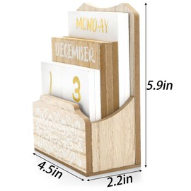 Nicunom Wooden Desk Calendar, Wood Block Perpetual Calendar for Desk Vintage Week Month Date Display Block Gift Calendar for Home Office Rustic Farmhouse Decor Classroom Teacher Desk Accessories