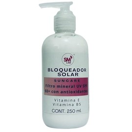 BLOQUEADOR SOLAR, FILTRO MINERAL UV SPF, 60 CON ATIOXIDANTE BY SM LAB 250 ML.                                                                         
