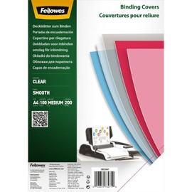 Fellowes Clear PET Binding Cover 200 Micron (A4) - Pack of 100
