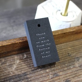 BAY LETTERPRESS Thank You Tags, Typography Wrapping, Wedding, Petite Gift, Black, 1.0 x 1.9 inches (25 x 48 mm), 30 Sheets