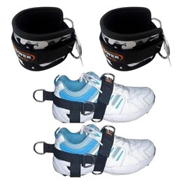 SHIHAN POWER SPORTS combo 1 PAIR SET 5-D Ankle/Foot Shoe Strap PENTAGON 5 -Ring Cable Gym Machine Attachment For Men/Women Yoga, Pilates, Ideal for Foot Therapy Rehab & 1 Pair Gym Ankle Straps