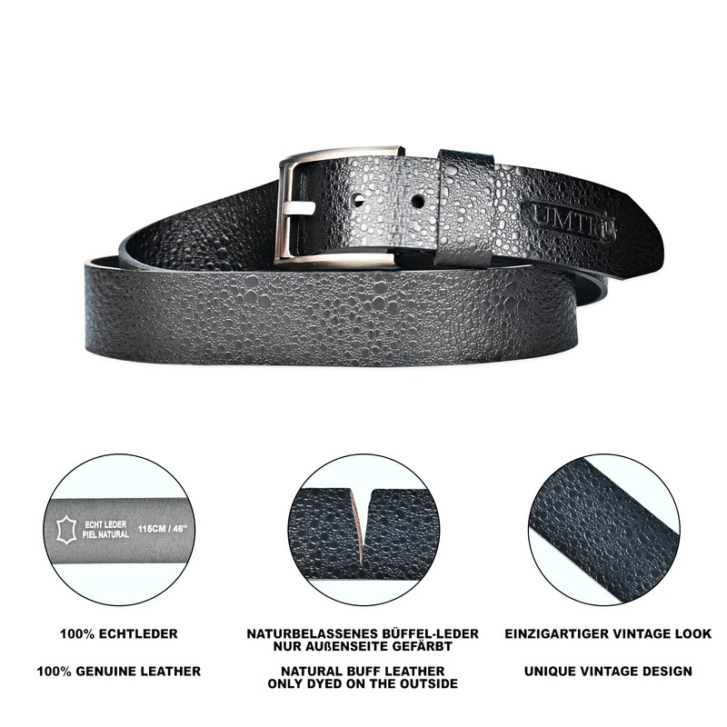UMTI® Gürtel Herren Ledergürtel aus Büffelleder für Männer 25- (23A)