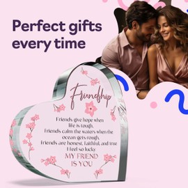 Friendship Gifts for Best Friends - My friend is You - Acrylic Heart Plaque Keepsake Gift for Friend, 100mm x 100mm Present For Family Best Friends Bestie Gifts