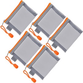 SOFPLATE 5Pcs 3 x 4.5 Inch Mesh Zipper Pouch Bags Mini Mesh Cosmetic Pouch Nylon Portable Makeup Toiletry Bag Organizer Key Card Holder for Purse Beauty Home Office Lipstick Brushes Coin Travel Women