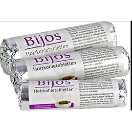 Bijos Charcoal Tablets Set of 10 (1 Roll) 33, 40 and 50 mm, Premium Bamboo Wood Charcoal, Quick Ignition