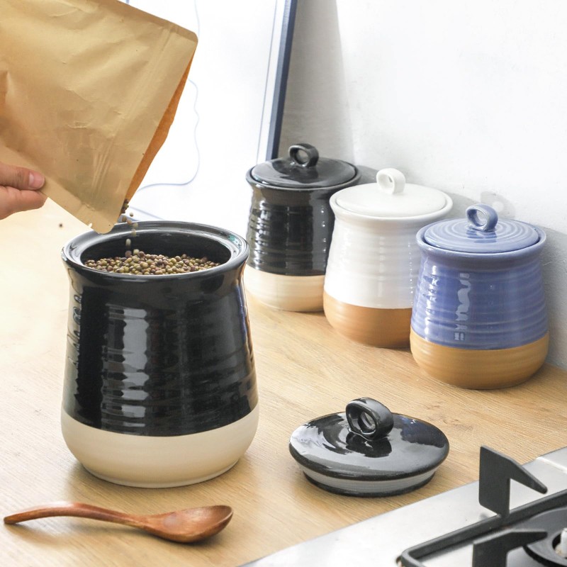 Hasense Ceramic Kitchen Canister, 88 OZ Coffee Canister with Lid,