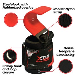 XN8 Weight Lifting Hooks Straps Neoprene Padded Wrist Grips Adjust Hook for Powerlifting- Weightlifting-Bodybuilding-Strength Training & Workout-Great for Deadlift-Shrugs-Chin Up And Dumbbell Rows