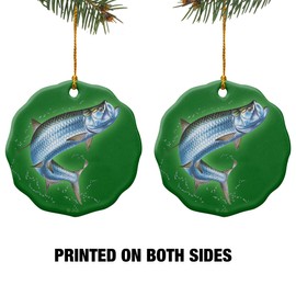 GRAPHICS & MORE Tarpon Fishing 6 Porcelain Scalloped Holiday Christmas Tree Ornament - 2.8" (7.1 cm)