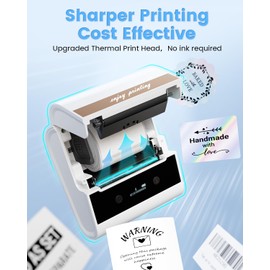 Memoking Thermal Label Maker, Label Printer Machine M260 3 inch Inkless Bluetooth Label Maker Barcode Sticker Printer for Smartphone and PC, Clothing, Jewellery, Retail, Address, Barcode, Home-White