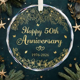 YIDAJI Happy 50th for Couple - Valentine Gift 50th Wedding Anniversary 2026-50 Years As Mr Mrs - Anniversary Wedding Gift for Grandma, Grandpa, Wife, Husband - Ornament for Couple