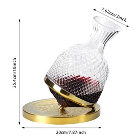 Red Crystal Wine Decanter, Spinning Wine Decanter with Aerator, 50oz 360 Rotation Rapid Wine Aeration with Thickened Golden Base for Whisky and Wine, Wine Lover Gift (Gold)