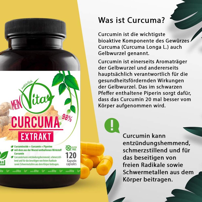 MeinVita Curcuma (Turmeric) - 100% Vegan - High Dose -