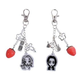 Ruittos 1-4PCS Cute Phone Charms Aesthetic Y2K Cell Phone Charms Strap Pink Strawberry Butterfly Star Phone Charm Y2K Accessories for Phone Bag Keychain Airpods Camera Pendants Decor (girls, 2)