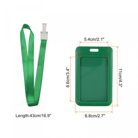 sourcing map ID Badge Holders, 4.3x2.7 Inch Vertical Name Tags ABS Slide Cover Waterproof with Detachable Neck Lanyard, Green Pack of 2