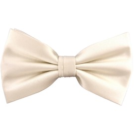 TigerTie Bow Tie Plain Satin + Gift Box, Bow Neck Circumference 30 cm to 50 cm Adjustable, cream