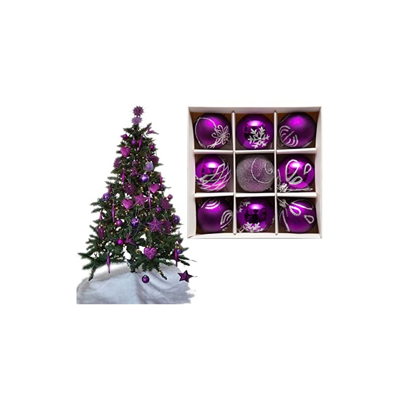 9pc Luxury Premium Baubles, Christmas Tree Bauble Decorations Matte, Glitter,