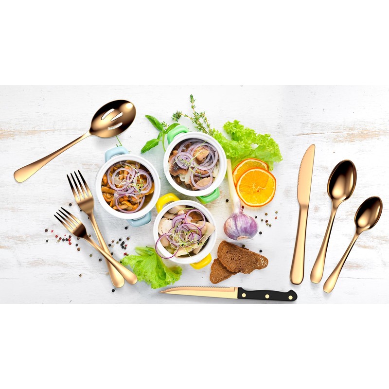 Tribal Cooking 49 Piece Gold Silverware Set - Service for