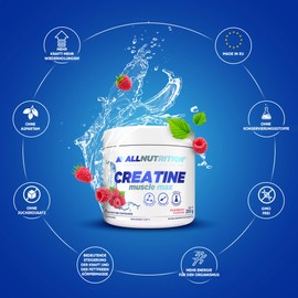 ALLNUTRITION Creatine Muscle Max Dietary Supplement - Creatine Monohydrate with Taurine - Performance Increase and Muscle Building - No Added Sugar - Instant Powder 250 g - Raspberry