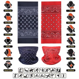 Bandanas Mask Outdoor Seamless Neck Gaiter Paisley Magic Headband Scarf Face Cover for Dust Wind High Elastic Multi Headwear with UV Resistance for Cycling Yoga Hiking Fishing Pack of 6