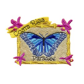 Patchwork Paradise Costa Rica Paradise Blue Butterfly Embroidered Iron-On Patch Travel Souvenir