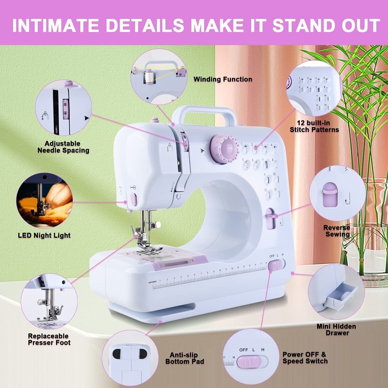 JUCVNB Mini Sewing Machine for Beginners and Kids Ages 8-12,