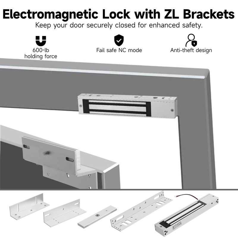 Lnrueg Electromagnetic Lock with ZL Brackets, Waterproof Electric Magnetic Door