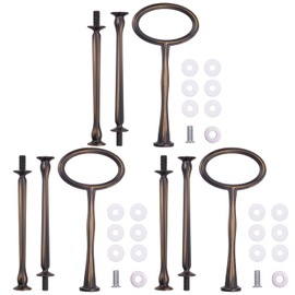 Accesorios de 3 niveles para cupcakes, soporte dorado retro, soporte ovalado de metal para hacer bricolaje para platos de frutas, soporte de tartas, bandeja de aperitivos, piezas de repuesto para decoración de boda de fiesta de té (3 juegos – Retro dorad