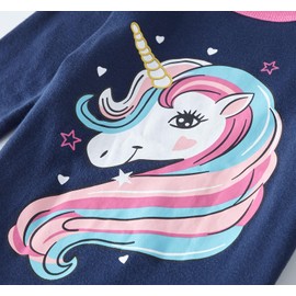 TEDD Girls' Pyjamas, Cotton, Cute, Unicorn, Long Sleeves, Two-Piece Pyjamas Set, Kids’ Sleepwear, Winter, Christmas, Sizes 1-12 Years