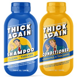 Thick Again Men's Hair Thickening Shampoo & Conditioner System with TrioCore Scalp Care Technology - Natural Solution for Fuller, Thicker-Looking Hair - Biotin Formula (30 Day, Sandalwood)