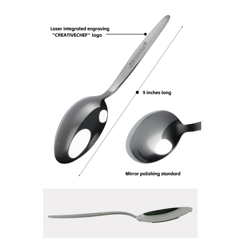 CREATIVECHEF Kunz Plating Spoon 9 Inch, 18/10 Stainless Steel Titanium