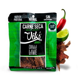 Carne Seca 100 de Res Sabor Chilli Lime 20g  Snack Saludable 100 Natural Sin Conservadores  Botana de Carne Seca con Sabor a Limn y Chiles Mexicanos  