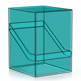 Mlikero Card Deck Cases, Acrylic Commander Deck Box Holding 100+ Sleeved Cards with Dividers, Clear Card Storage Box Fit for MTG, TCG, Sports Cards (Mint Blue)