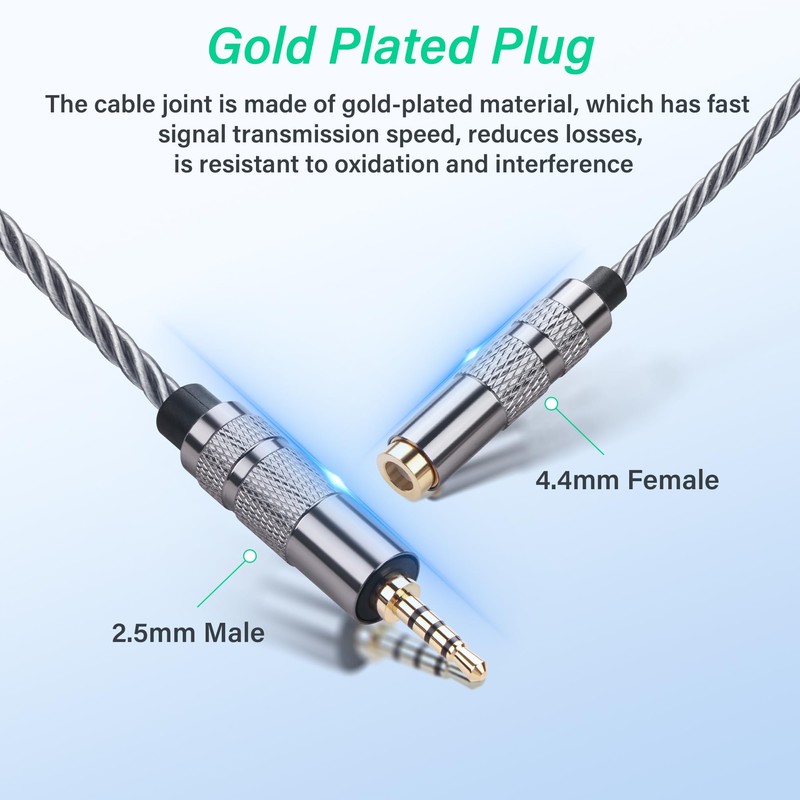 SinLoon 4.4mm Female to 2.5mm Male Balanced Audio Adapter Cable,