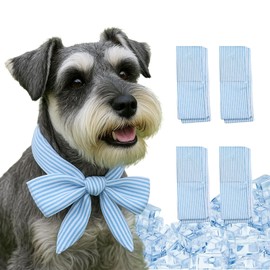 4pcs Cooling Scarf for Pets,Summer Cooling Scarves Keep Cats and Dogs Cool, Reused,Rrecycled,Suitable for Dogs (4pcs-Blue Stripe)
