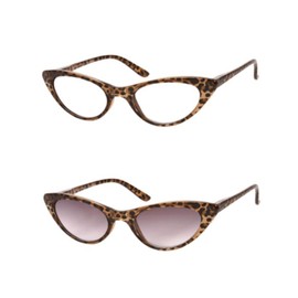 Readers 2 Pair The Brit and Ashlee Unisex Cat Eye Sun 2.50 Brown Leopard