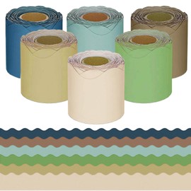 6 Rolls Bulletin Board Borders, BetterJonny 196.8ft Scalloped Classroom Borders Trim Colorful Bulletin Boarder Decorations for School Bulletin Board White Board Cork Board Decor