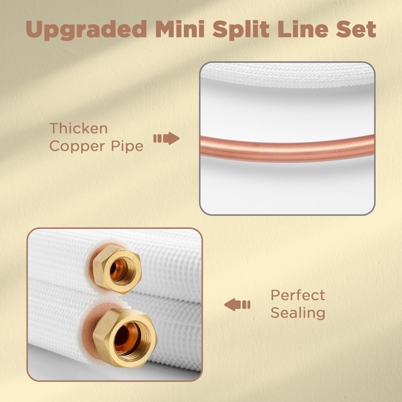 TURBRO 16 Ft. Mini Split Line Set, 1/4" & 1/2"