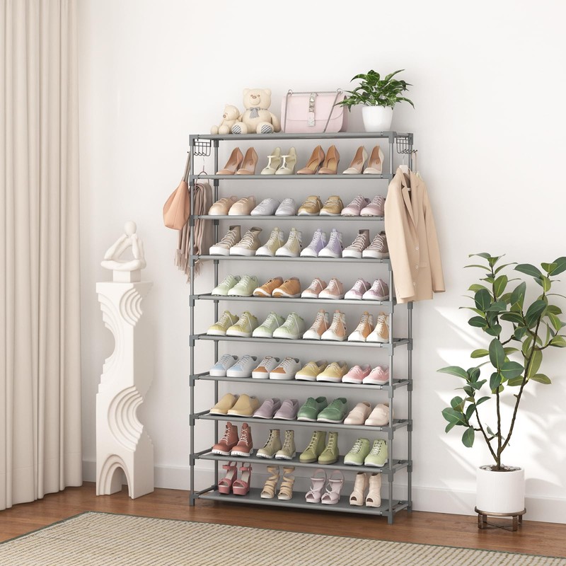 LANTEFUL 10 Tiers Shoe Rack 50 Pairs Large Capacity Tall