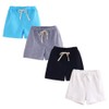 FedMois Boys' Summer Shorts Cotton, Pack of 4, Blue, Grey,