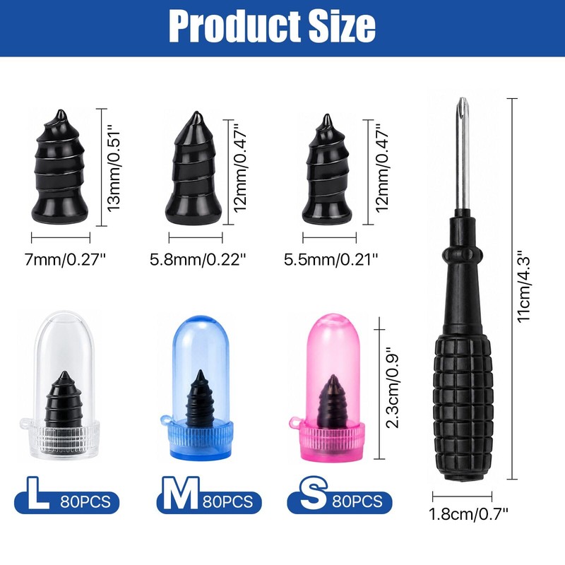 Tire Repair Rubber Nail Kit with Individual Capsules & Screwdriver,241
