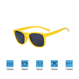 Polarised Sunglasses for Children Boys and Girls (3-12 Years) + Glasses Holder + Sunglasses Bag, yellow