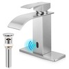 Herogo Touchless Bathroom Sink Faucet, Automatic Sensor Brushed Nickel Waterfall