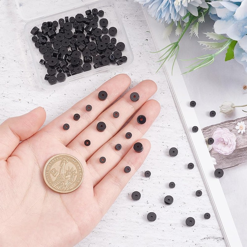arricraft 143 Pieces Natural Black Onyx Beads, 2 Sizes, Dark