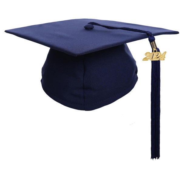 Newrara Gorra de graduación unisex mate para adultos, con borla, Azul marino, 9"x 9"'