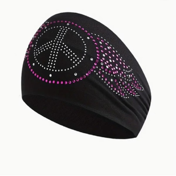 Headband Head Wrap Bandanna Peace Sign Wings Purple Silver with