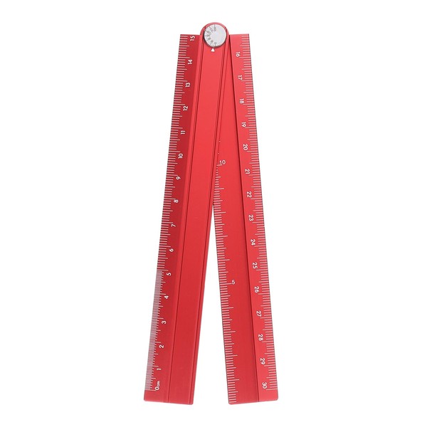 sourcing map Folding Straight Ruler 30cm Metric Aluminum Alloy Protractor