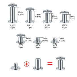 160 Pcs Chicago Screws and Extention Posts, Chicago Scrapbook Extension Posts and Screws, M4 M5 Photo Albums Book Phillips Binding Screws and Posts for Leather Saddles Purses Belt Scrapbook